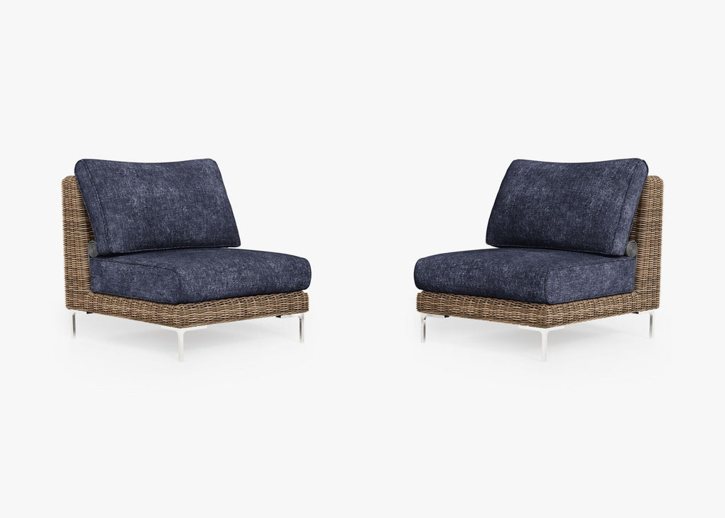 Ensemble de conversation de fauteuils de jardin sans accoudoirs en osier marron