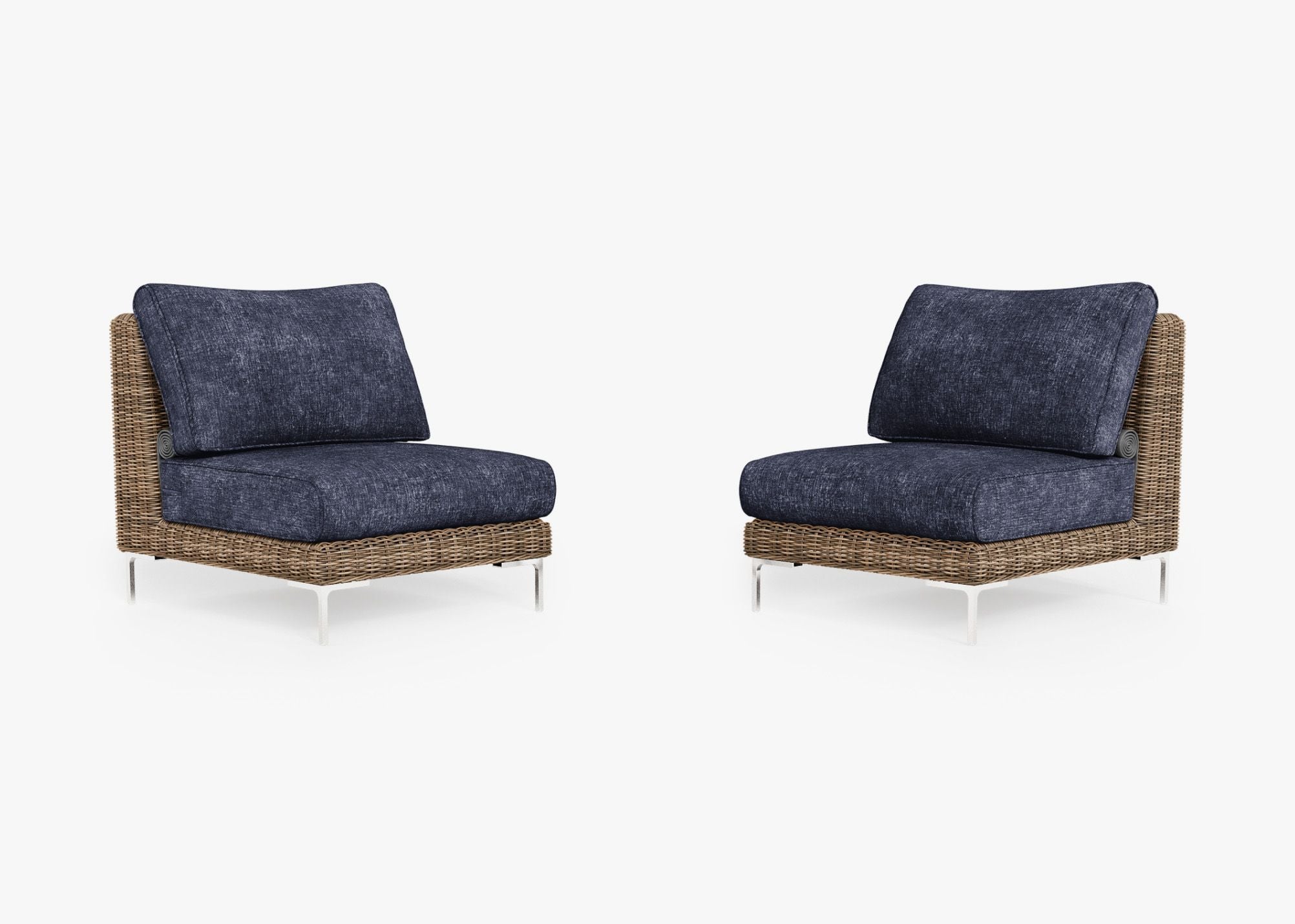 Ensemble de conversation de fauteuils de jardin sans accoudoirs en osier marron