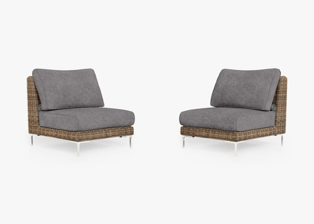 Ensemble de conversation de fauteuils de jardin sans accoudoirs en osier marron