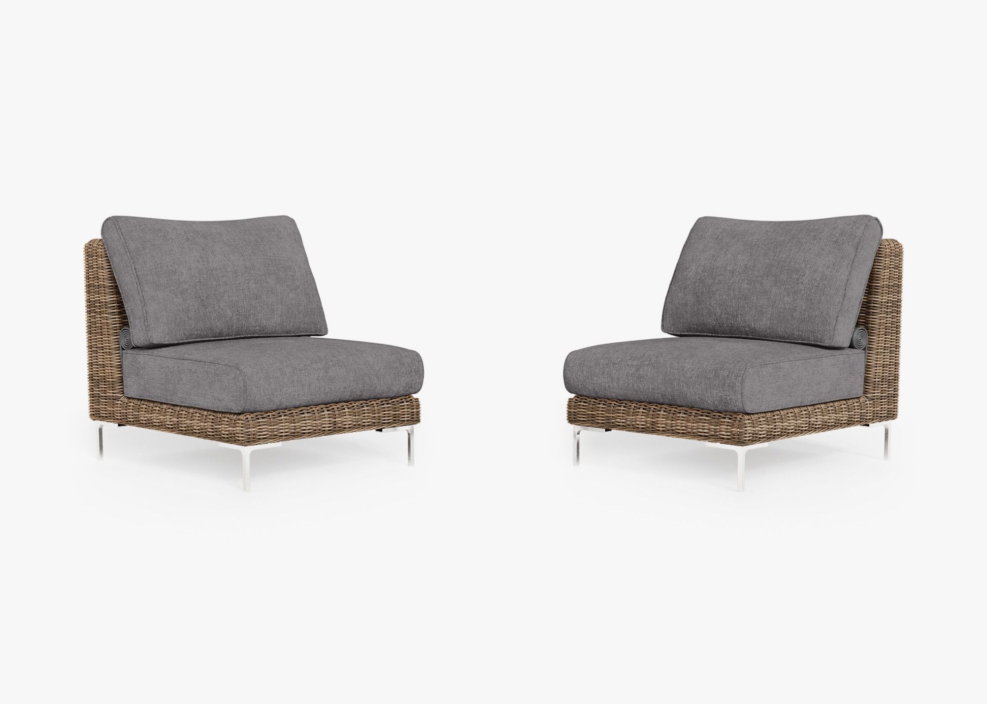 Ensemble de conversation de fauteuils de jardin sans accoudoirs en osier marron