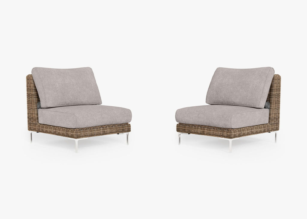 Ensemble de conversation de fauteuils de jardin sans accoudoirs en osier marron