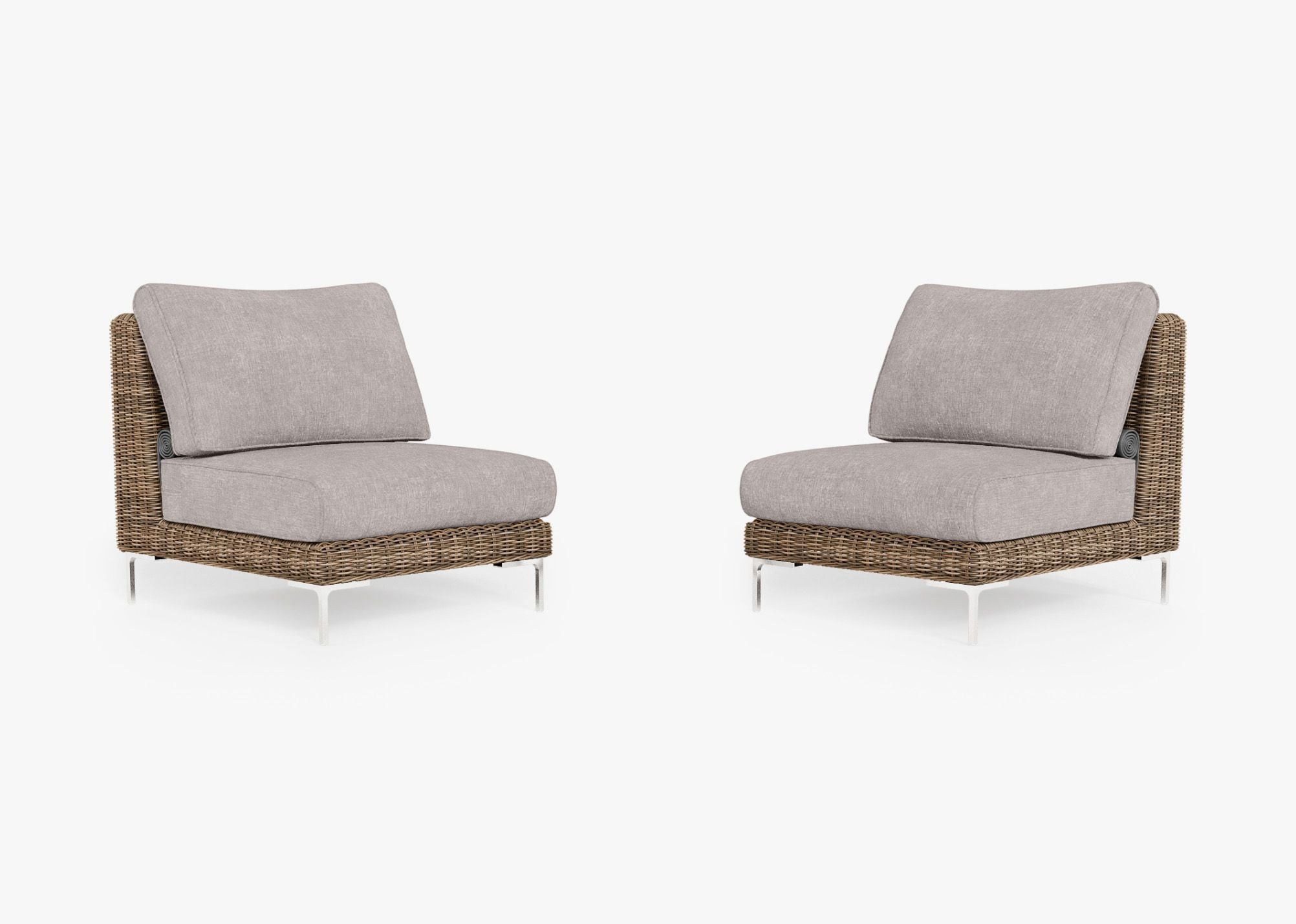 Ensemble de conversation de fauteuils de jardin sans accoudoirs en osier marron