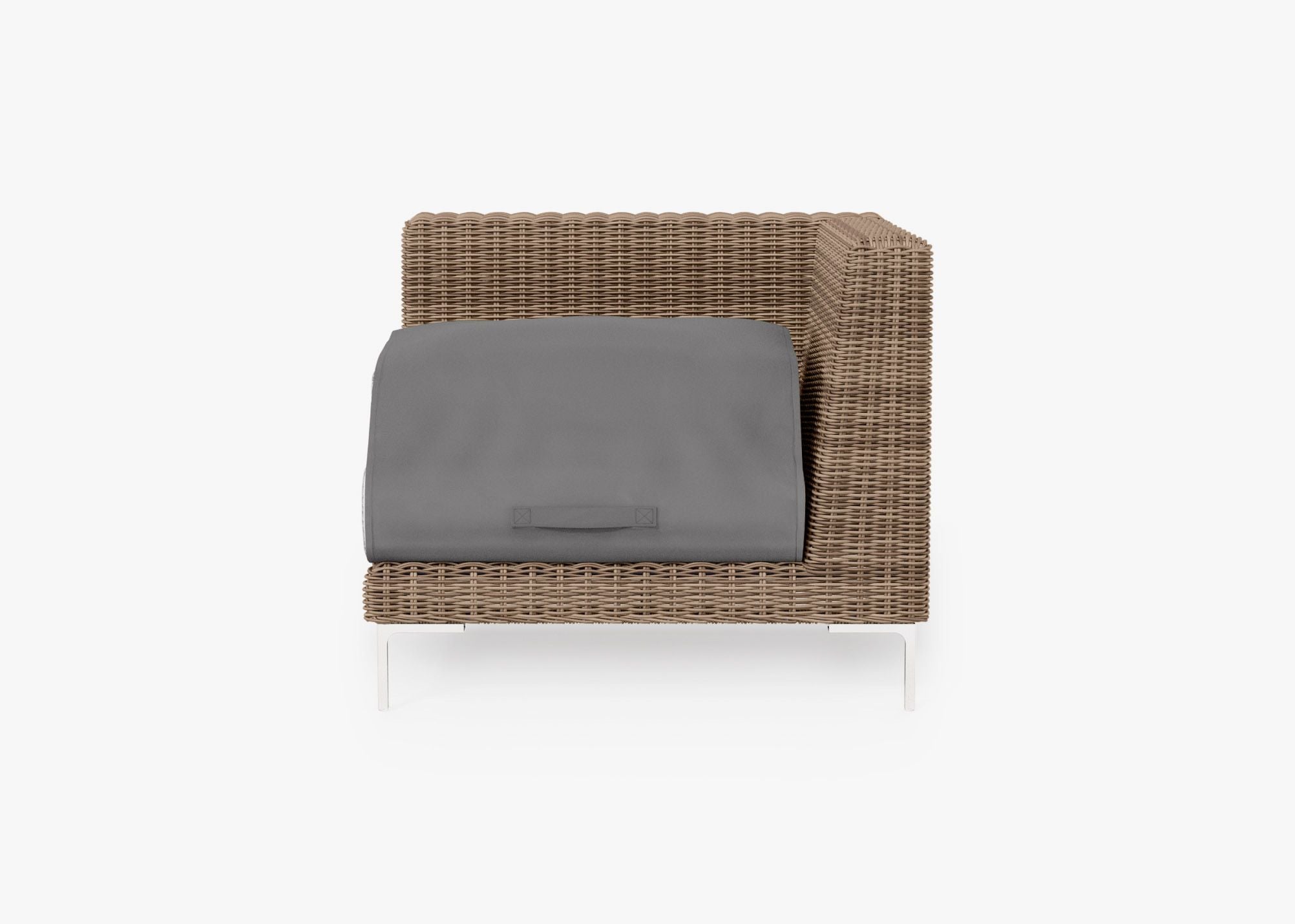 Fauteuil d'angle d'extérieur en osier marron - Gauche/Droite