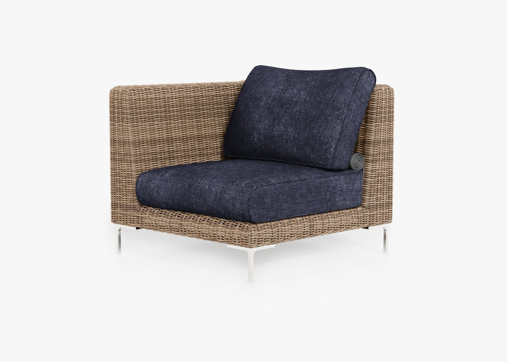 Fauteuil d'angle d'extérieur en osier marron - Gauche/Droite