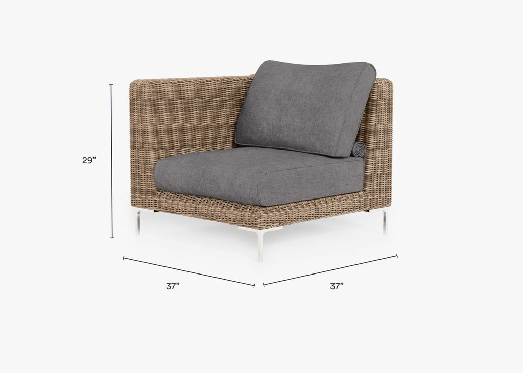 Fauteuil d'angle d'extérieur en osier marron - Gauche/Droite