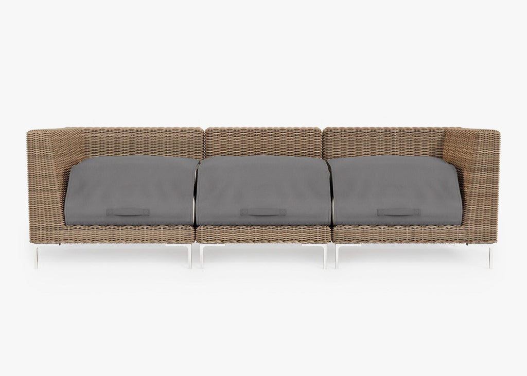 Canapé d'extérieur en osier marron - 3 places