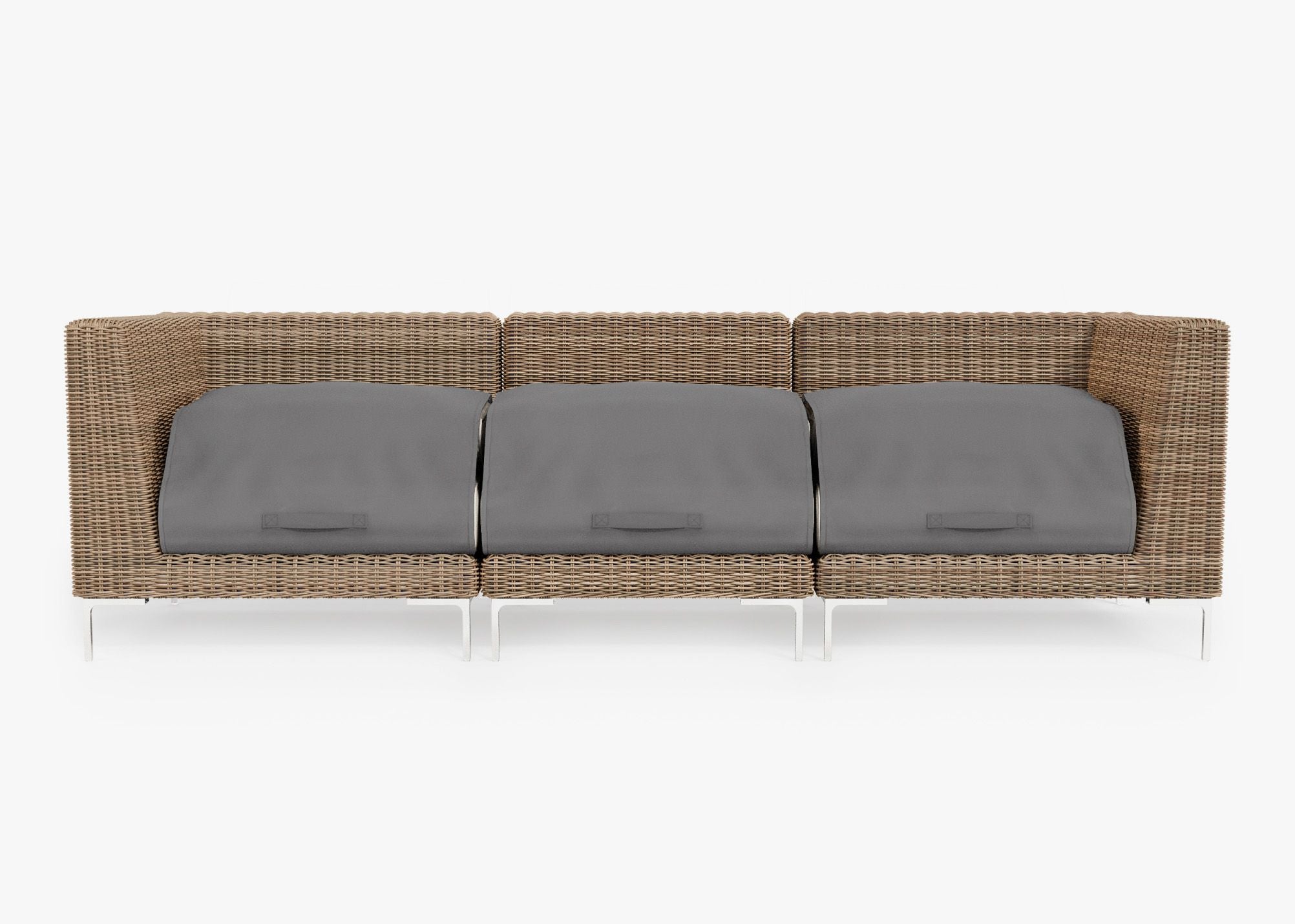 Canapé d'extérieur en osier marron - 3 places