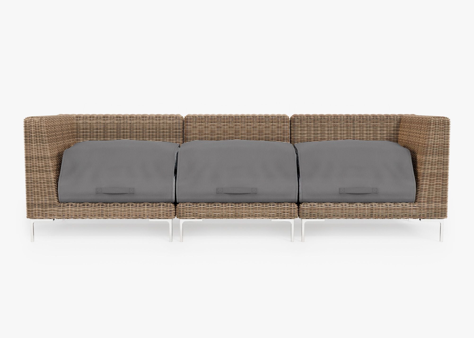 Canapé d'extérieur en osier marron - 3 places