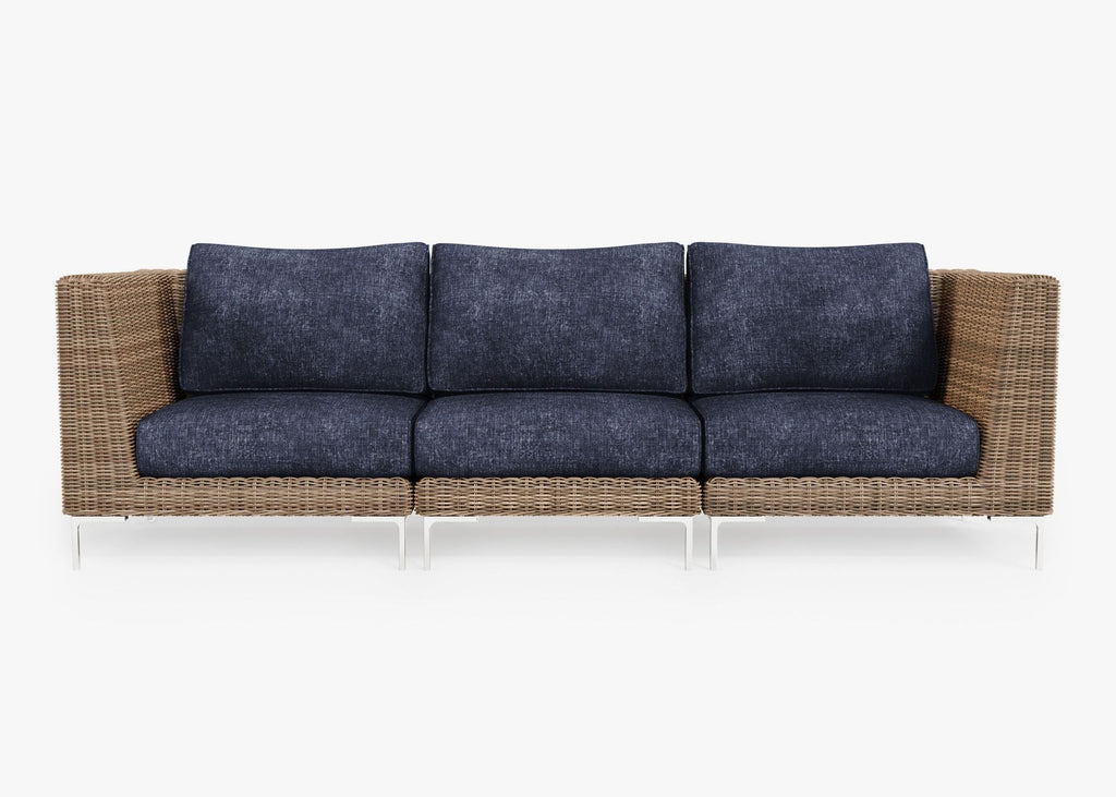 Canapé d'extérieur en osier marron - 3 places