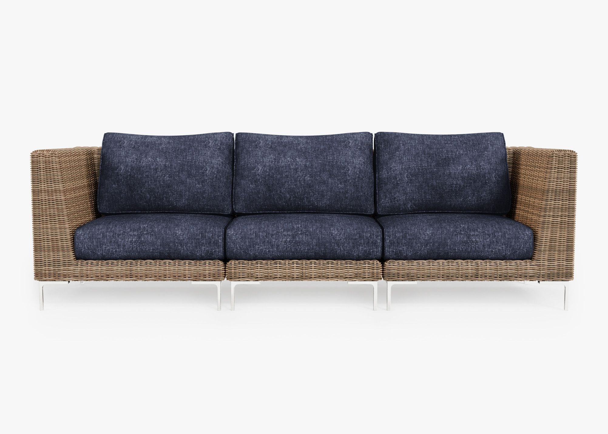 Canapé d'extérieur en osier marron - 3 places