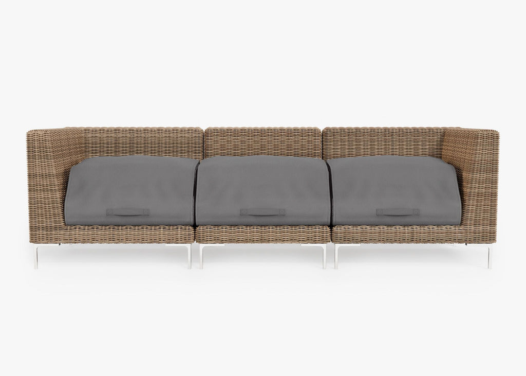 Canapé d'extérieur en osier marron - 3 places