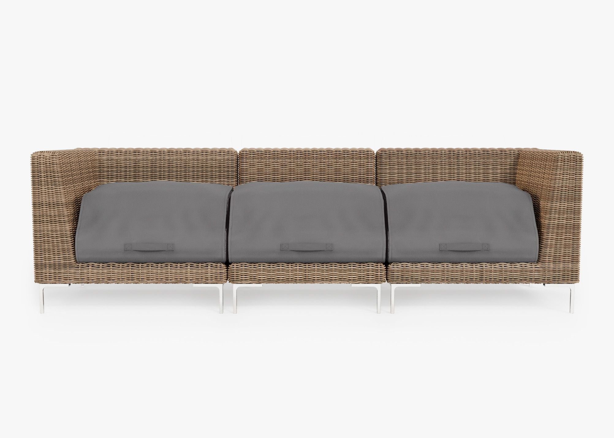 Canapé d'extérieur en osier marron - 3 places