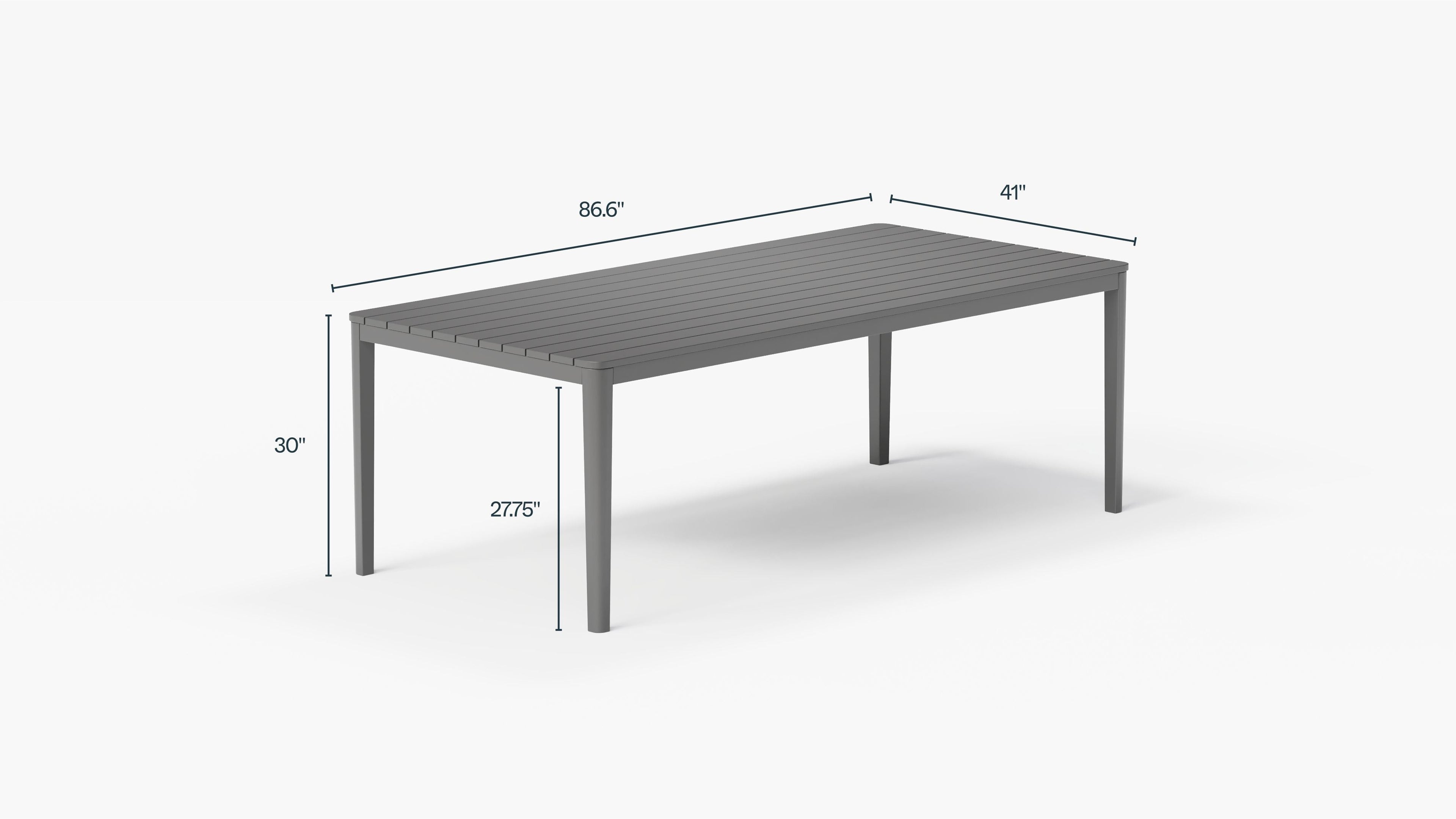 Table de salle à manger rectangulaire d'extérieur en aluminium + 8 fauteuils de salle à manger 595