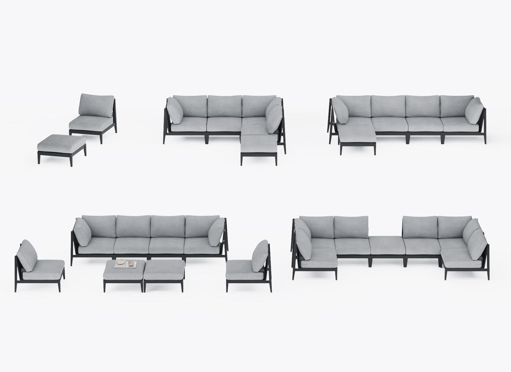 Pouf d'extérieur multifonctionnel en aluminium anthracite