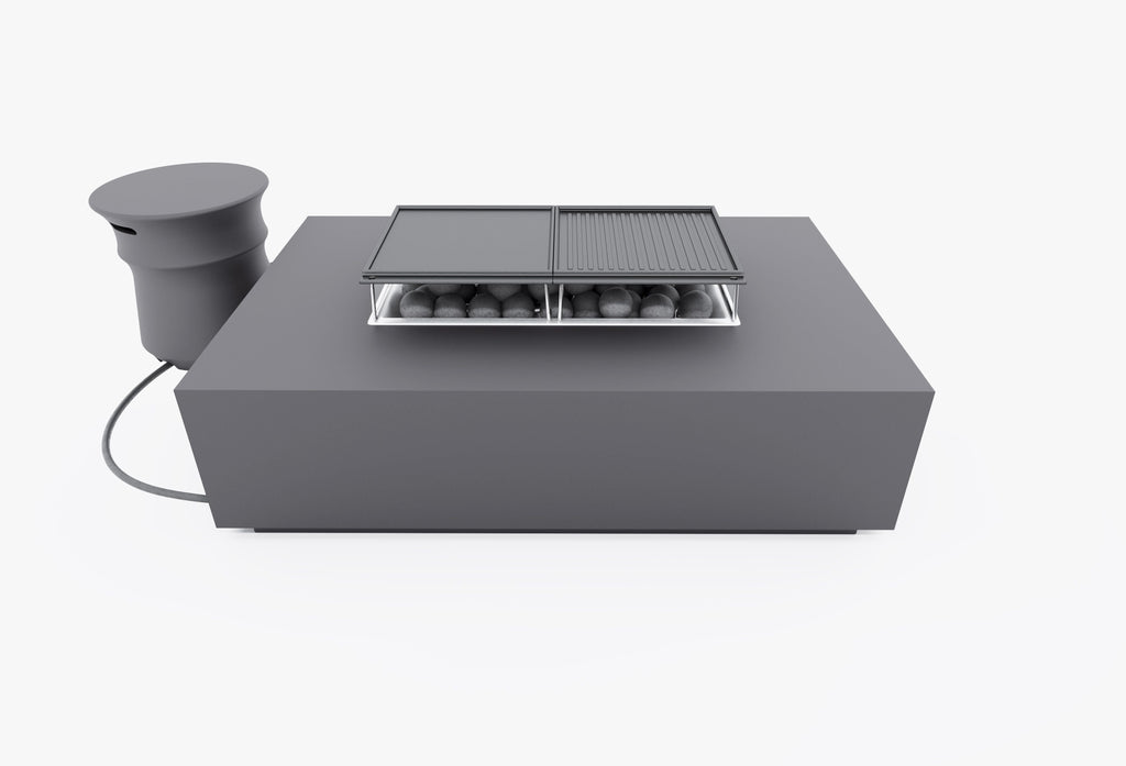 Ensemble de cuisine avec table et foyer en béton + housse pour bouteille de propane - Rectangulaire