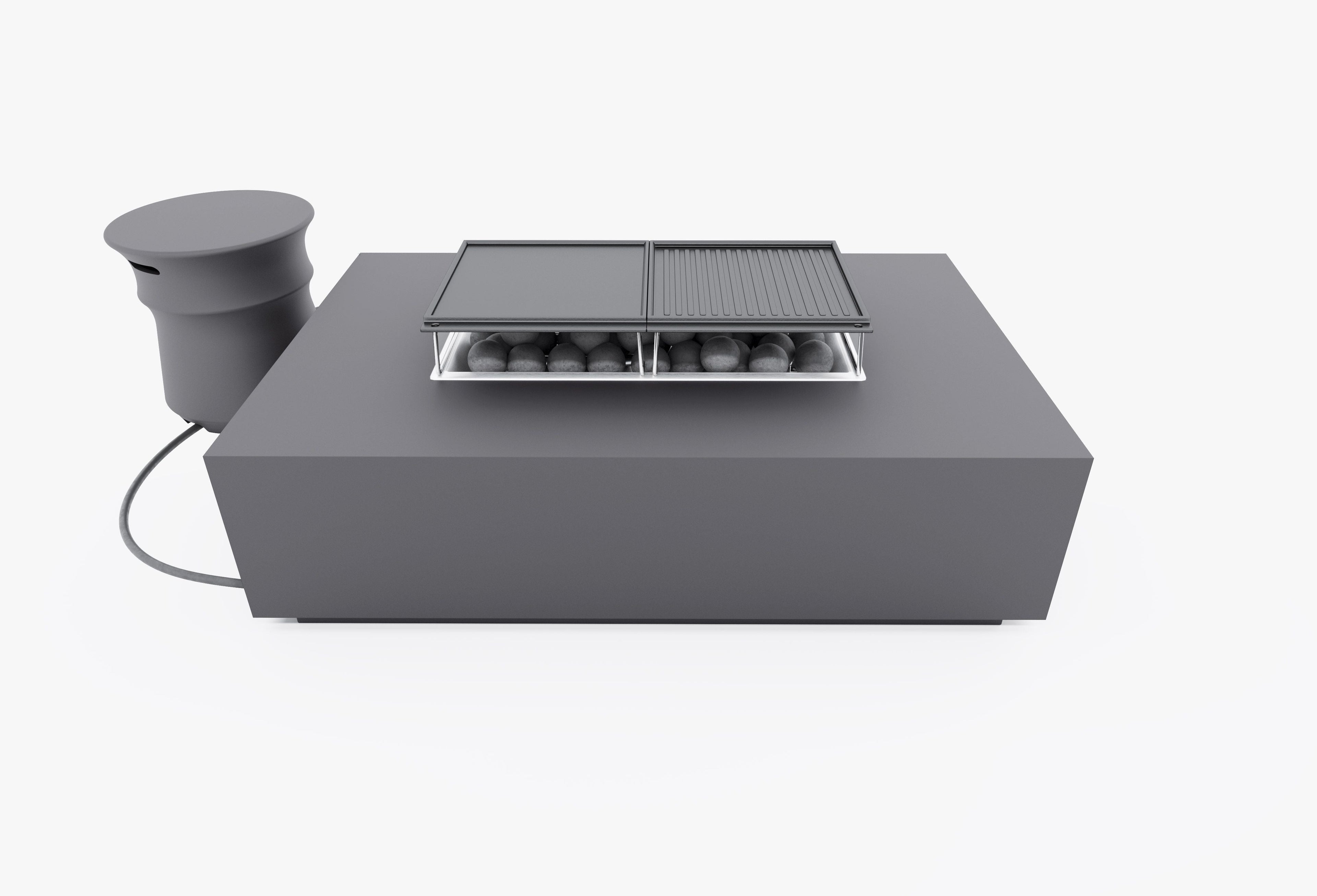 Ensemble de cuisine avec table et foyer en béton + housse pour bouteille de propane - Rectangulaire