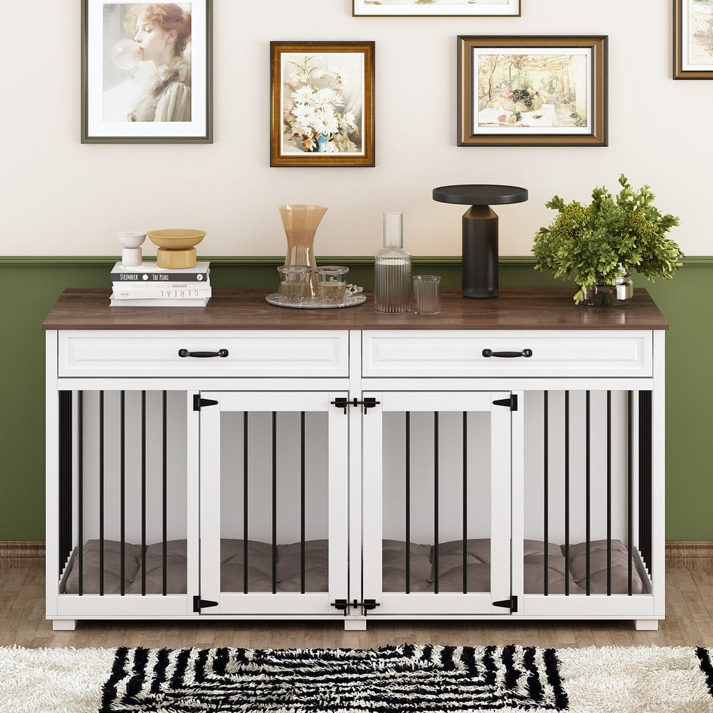 Cage pour chien de style meuble, niche en bois de 64,5 pouces pour grand chien