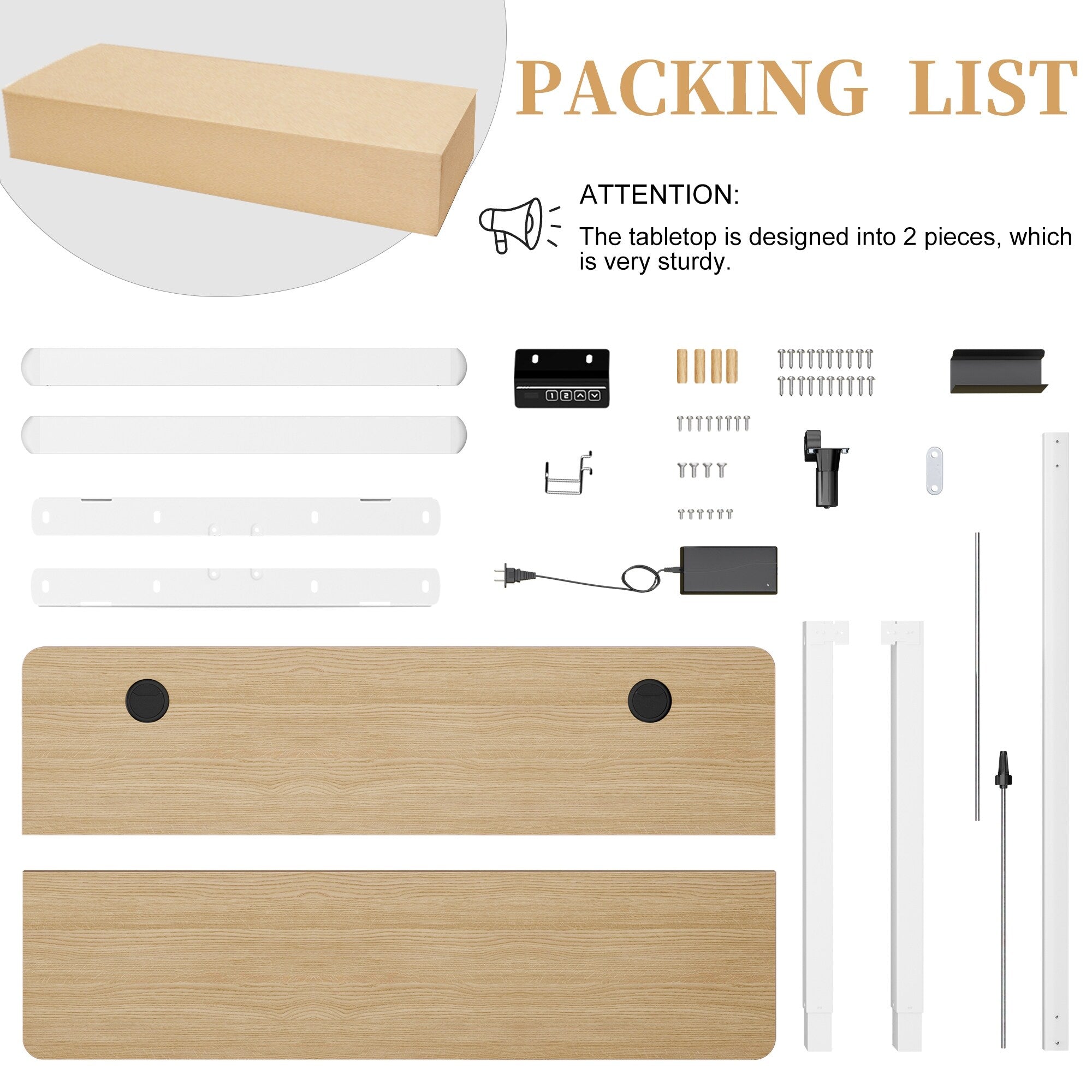 Bureau debout électrique réglable en hauteur Futzca, bureau assis-debout pour ordinateur avec panneau d'épissure