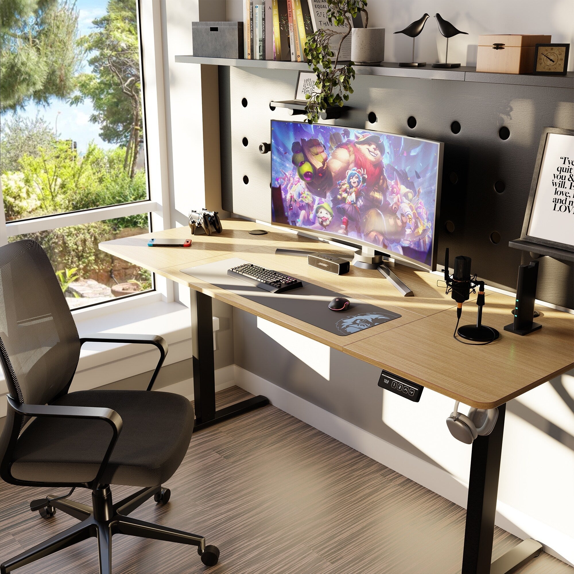 Bureau debout électrique réglable en hauteur Futzca, bureau assis-debout pour ordinateur avec panneau d'épissure