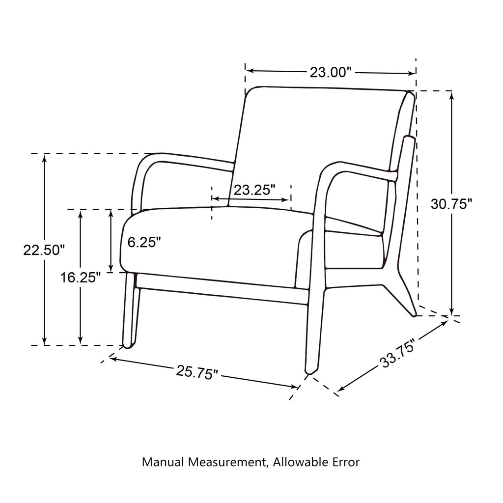 Fauteuil d'appoint moderne en cuir synthétique Glitzhome 30,75 po de hauteur, style milieu de siècle, avec coussin – 25,75 po de largeur x 33,75 po de profondeur x 30,75 po de hauteur