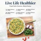 Batterie de cuisine antiadhésive Gotham Steel crème/bleu marine 12 pièces