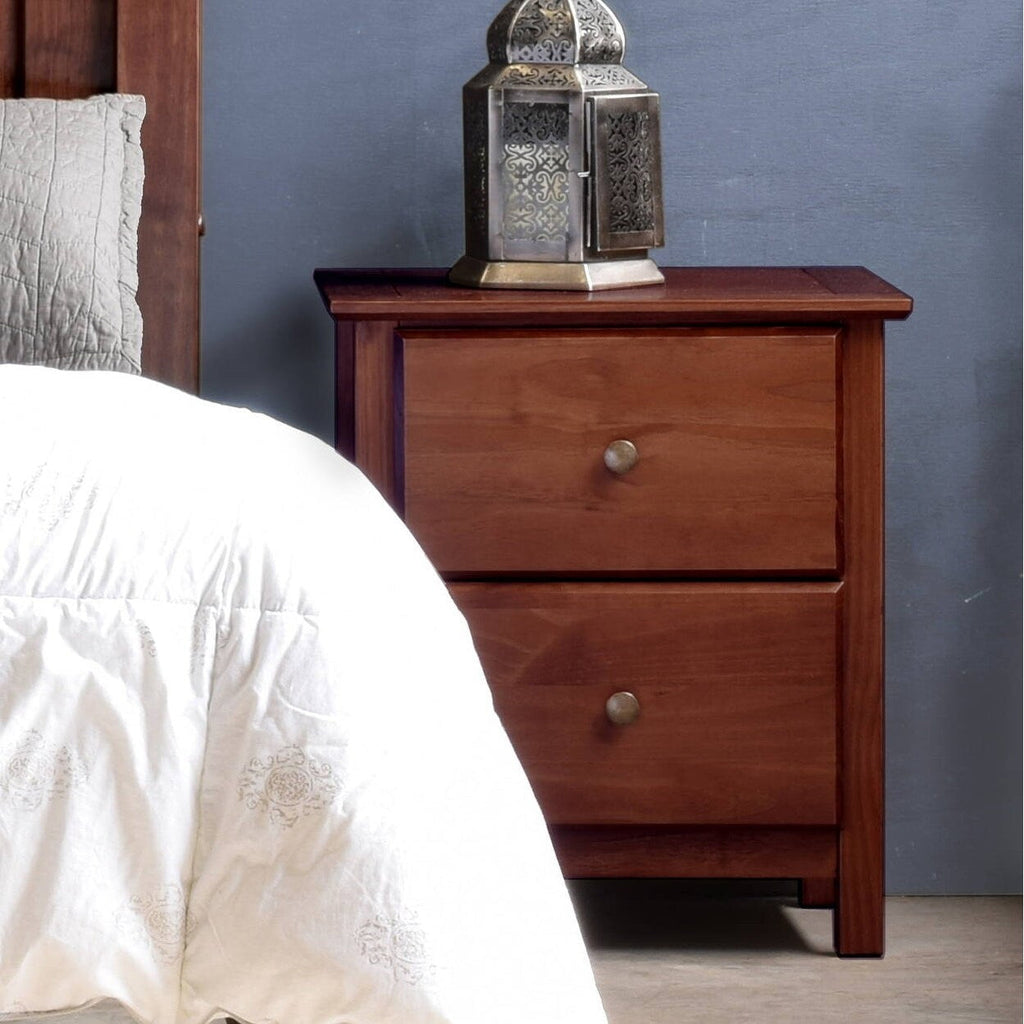 Table de chevet à 2 tiroirs en bois massif de style Shaker avec meubles en bois de grain