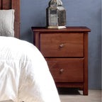 Table de chevet à 2 tiroirs en bois massif de style Shaker avec meubles en bois de grain