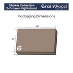 Table de chevet à 2 tiroirs en bois massif de style Shaker avec meubles en bois de grain
