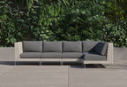 Canapé d'angle d'extérieur en résine tressée ajourée - 5 places
