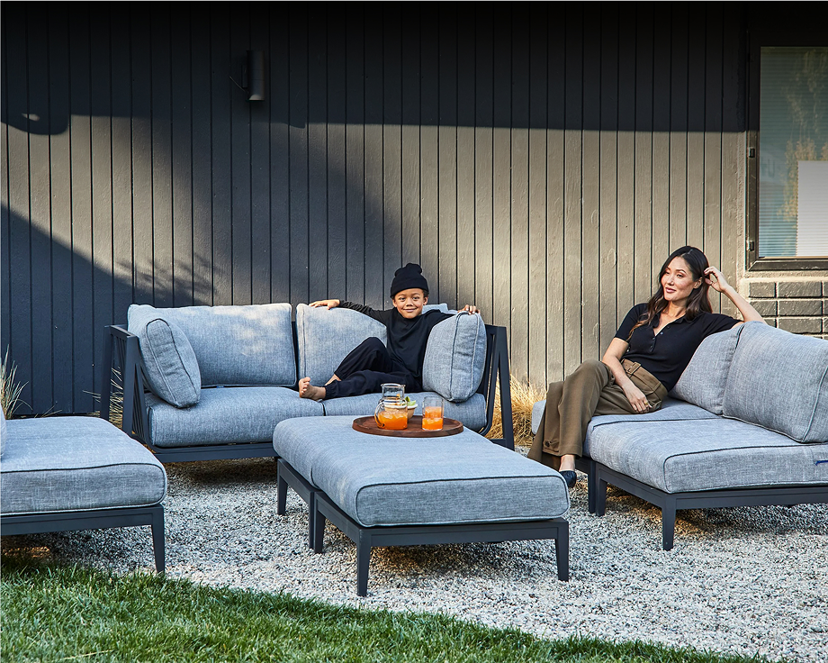 Pouf d'extérieur en aluminium anthracite (Experience Outer)