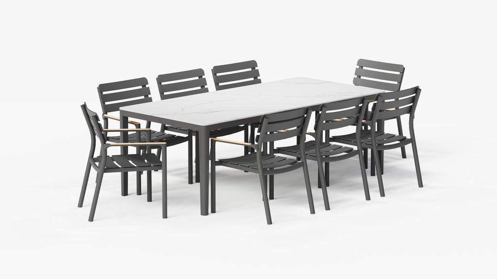 Table de salle à manger d'extérieur OuterStone + 8 fauteuils de salle à manger 595
