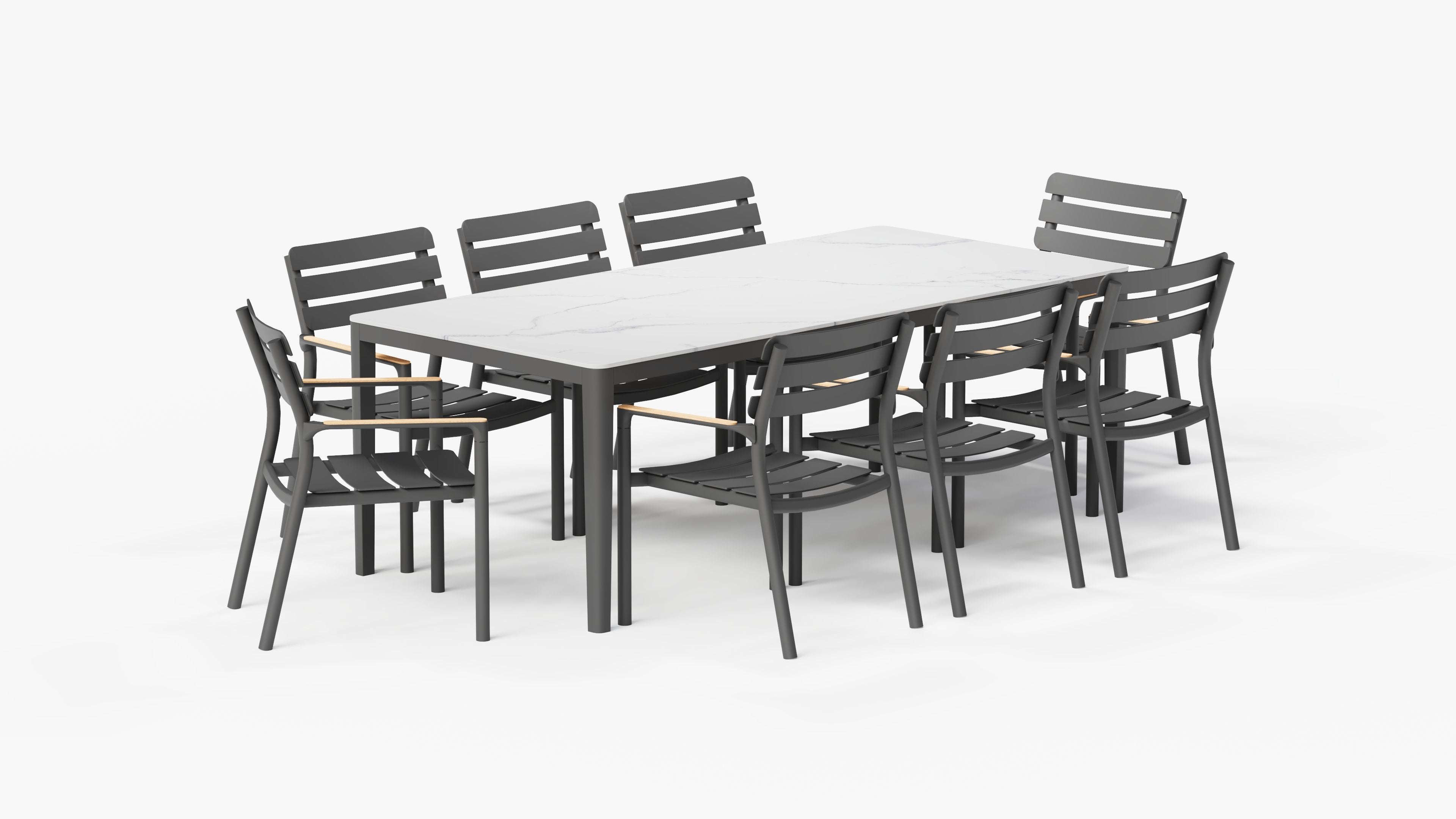 Table de salle à manger d'extérieur OuterStone + 8 fauteuils de salle à manger 595