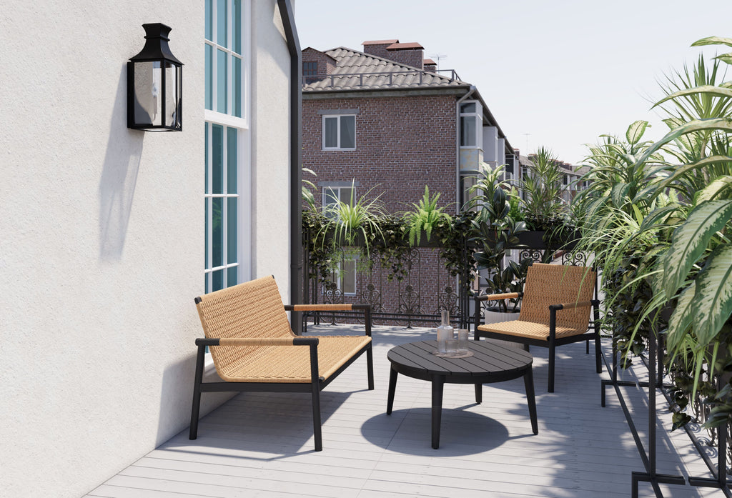 Ensemble de conversation flexible en osier et aluminium