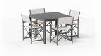Table de salle à manger carrée d'extérieur en aluminium + 4 chaises de réalisateur en aluminium