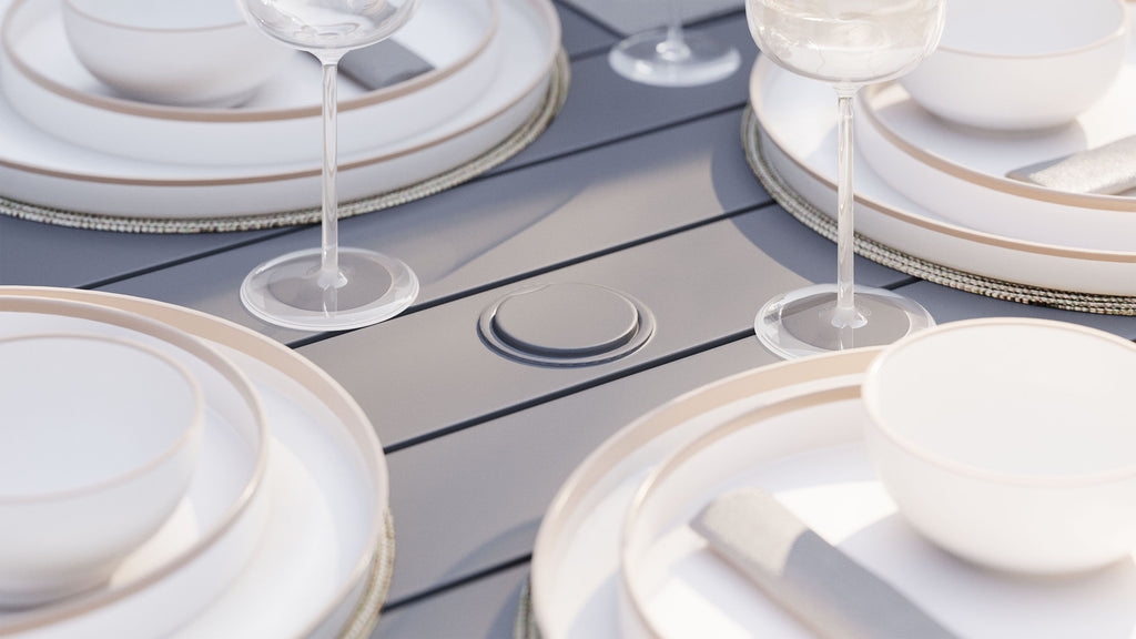 Table de salle à manger carrée d'extérieur en aluminium