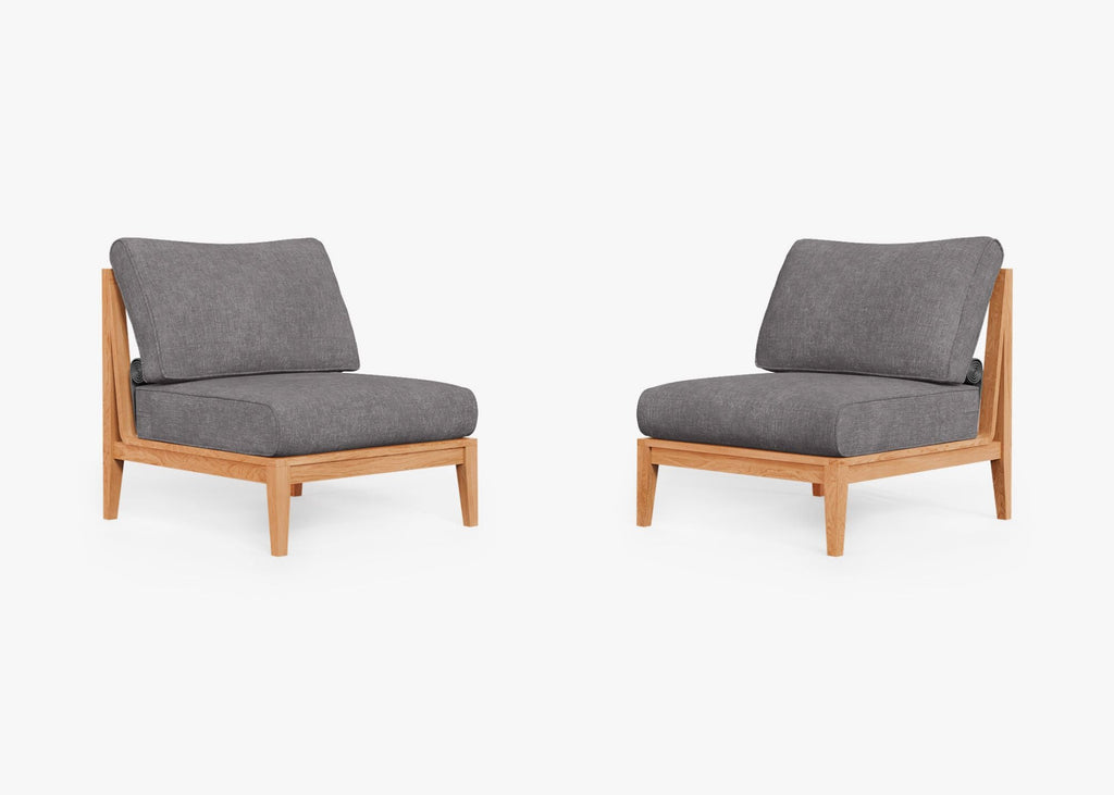 Ensemble de conversation de chaises de jardin sans accoudoirs en teck