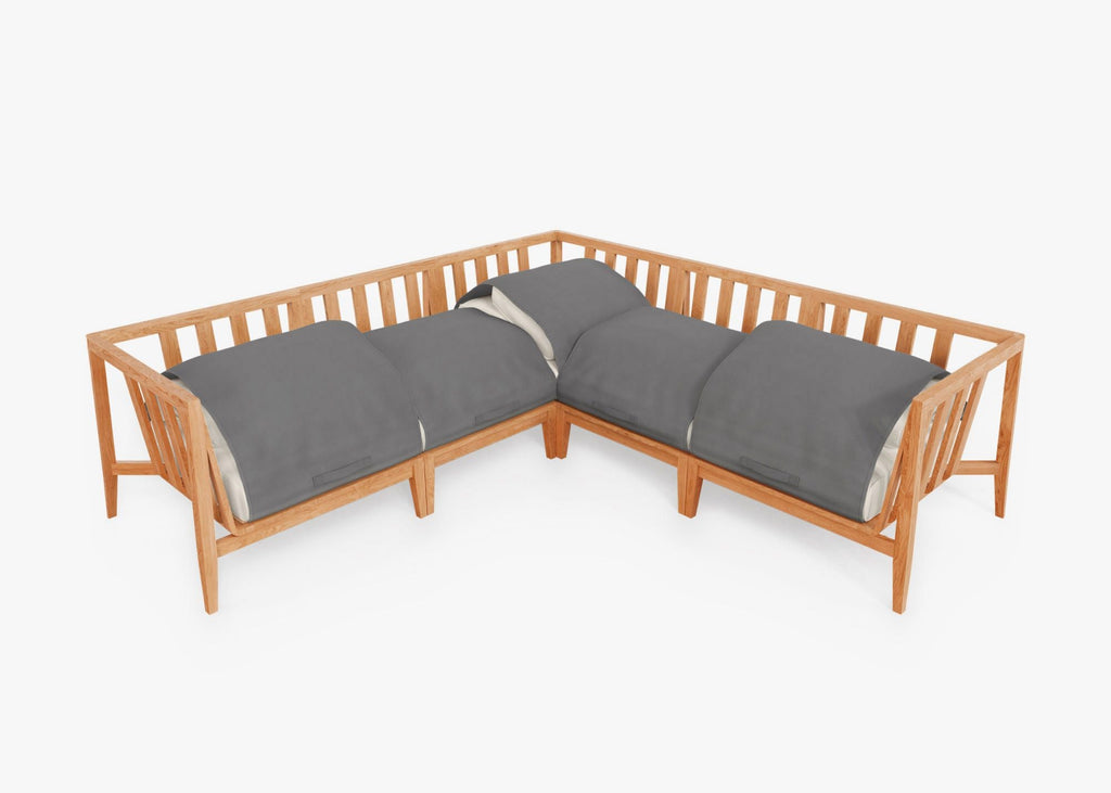 Canapé d'angle d'extérieur en teck - 5 places