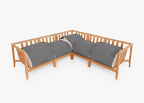 Canapé d'angle d'extérieur en teck - 5 places