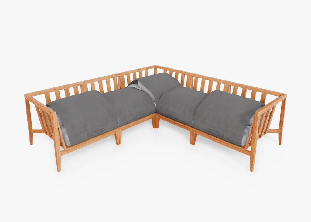 Canapé d'angle d'extérieur en teck - 5 places