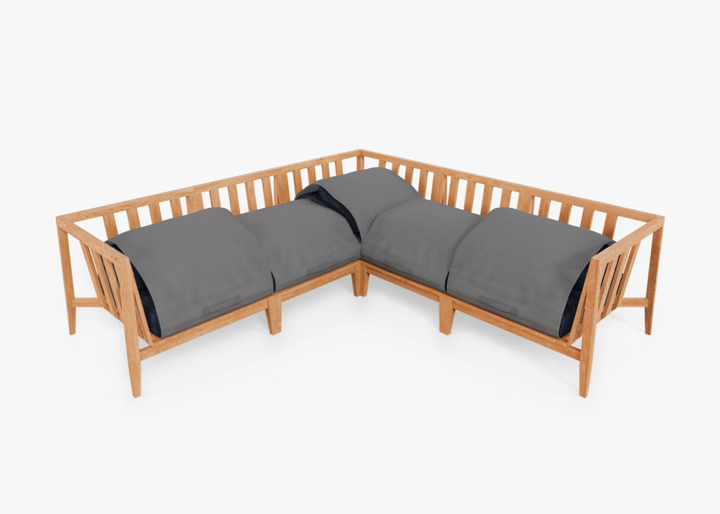 Canapé d'angle d'extérieur en teck - 5 places