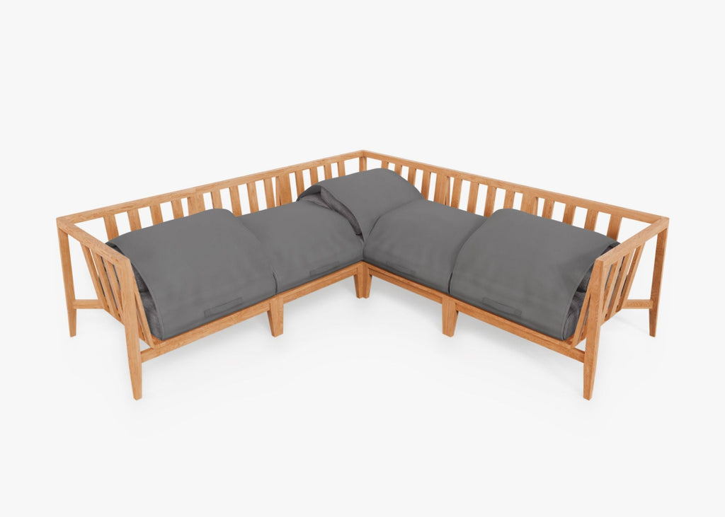 Canapé d'angle d'extérieur en teck - 5 places