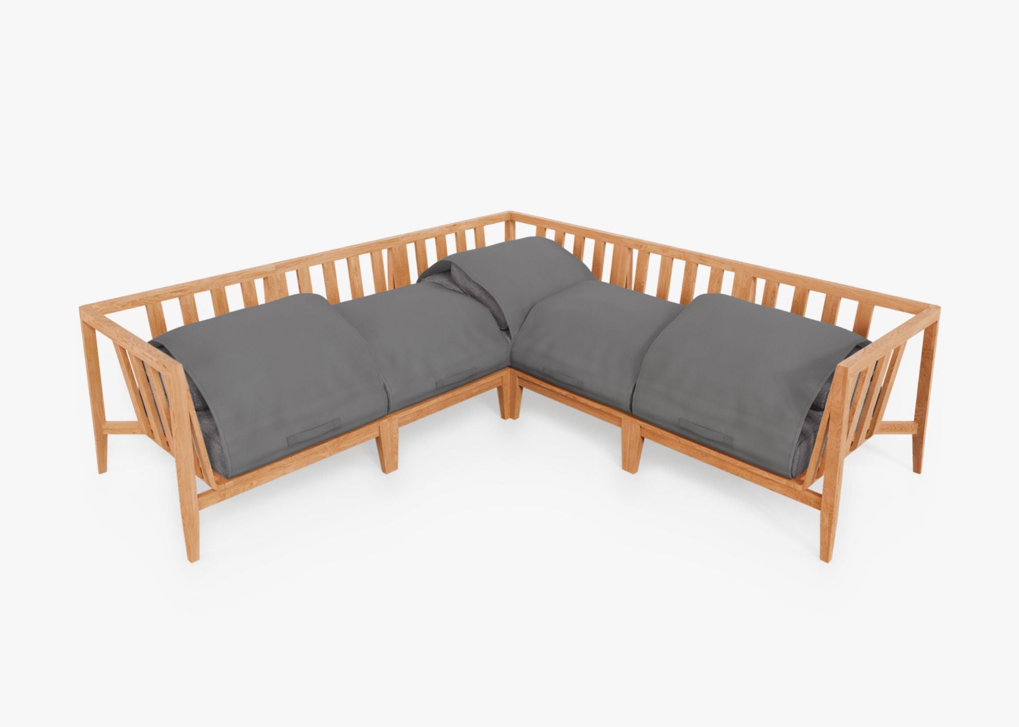 Canapé d'angle d'extérieur en teck - 5 places