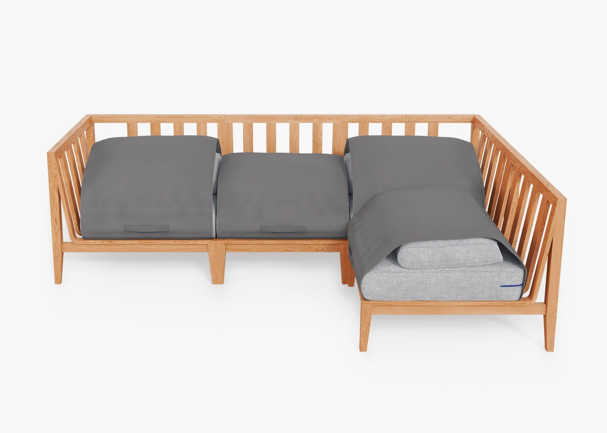 Canapé d'angle d'extérieur en teck - 4 places