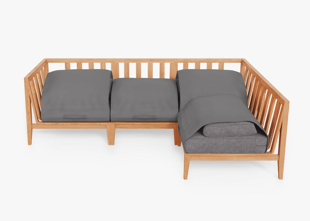 Canapé d'angle d'extérieur en teck - 4 places