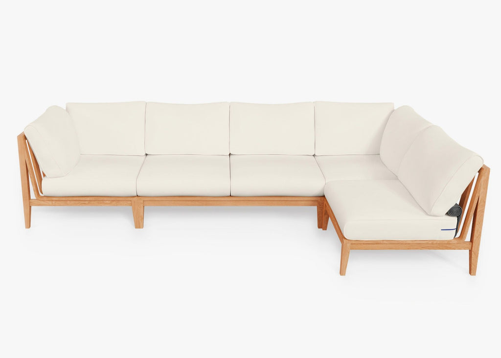 Canapé d'angle d'extérieur en teck - 5 places