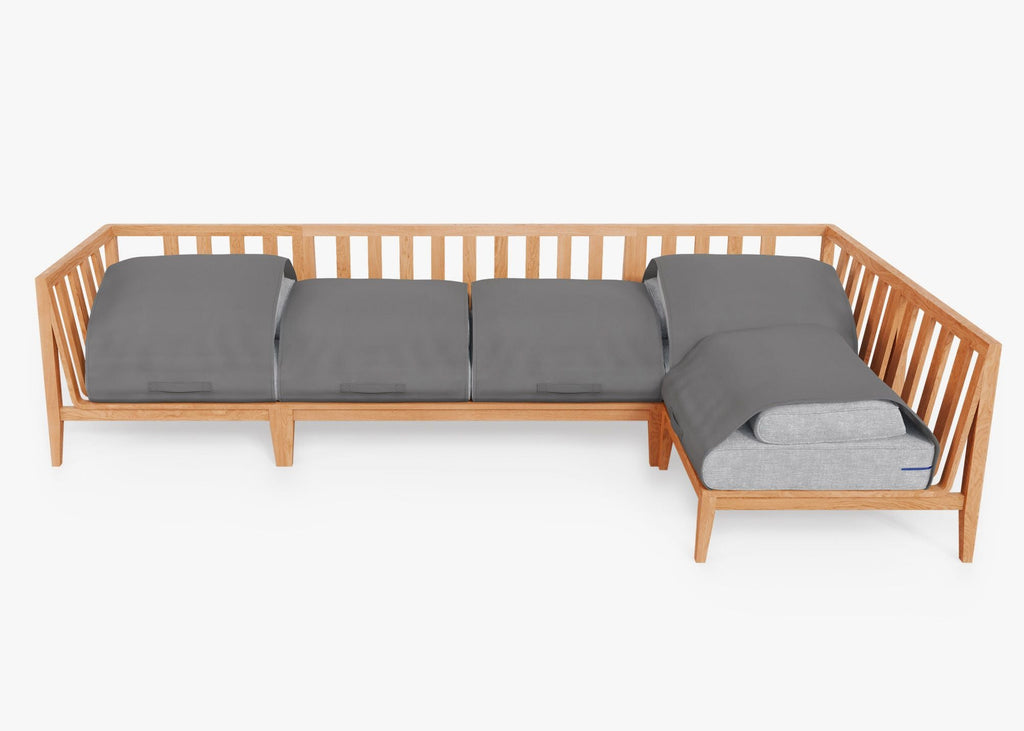 Canapé d'angle d'extérieur en teck - 5 places