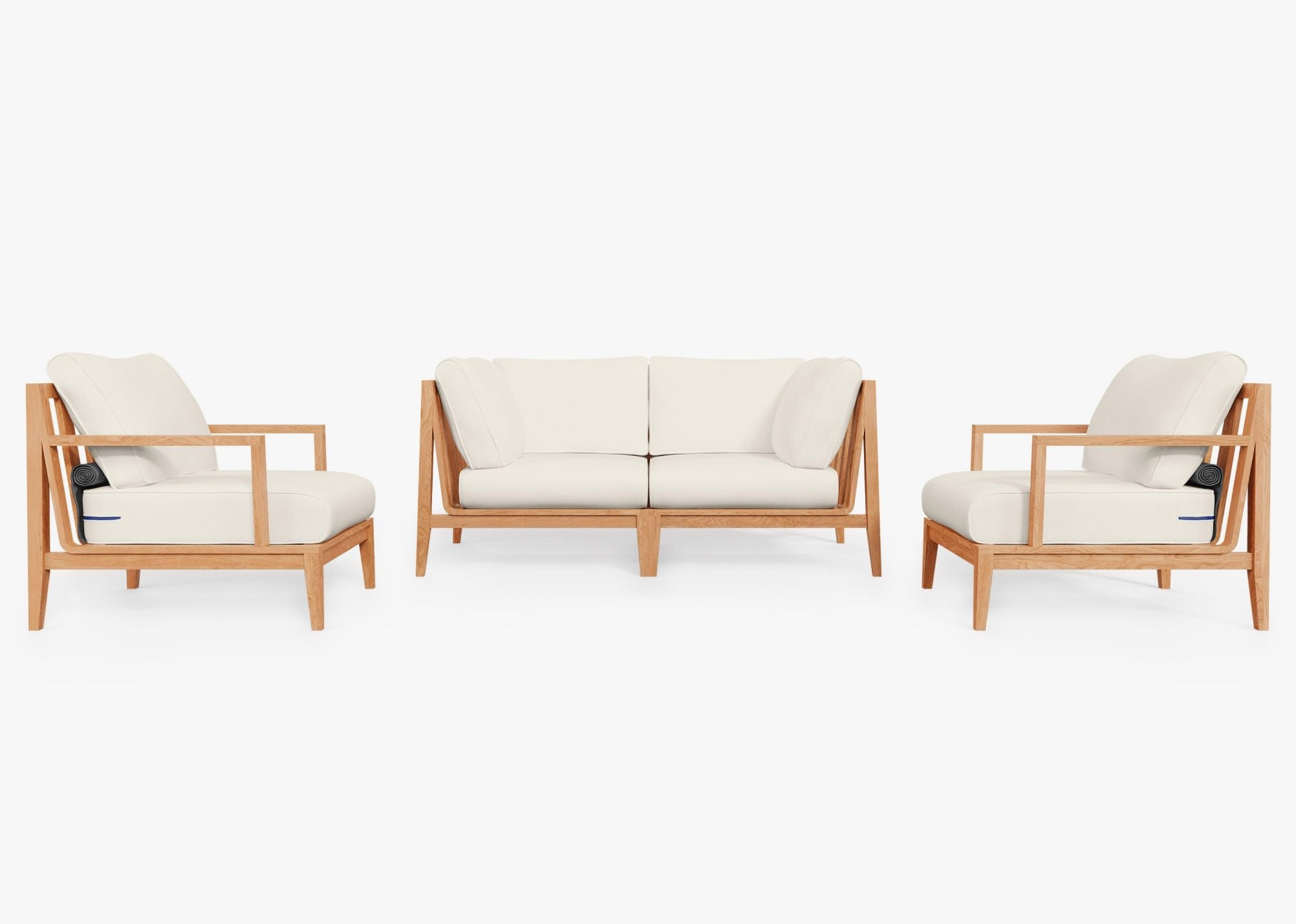 Canapé d'extérieur en teck avec fauteuils - 4 places