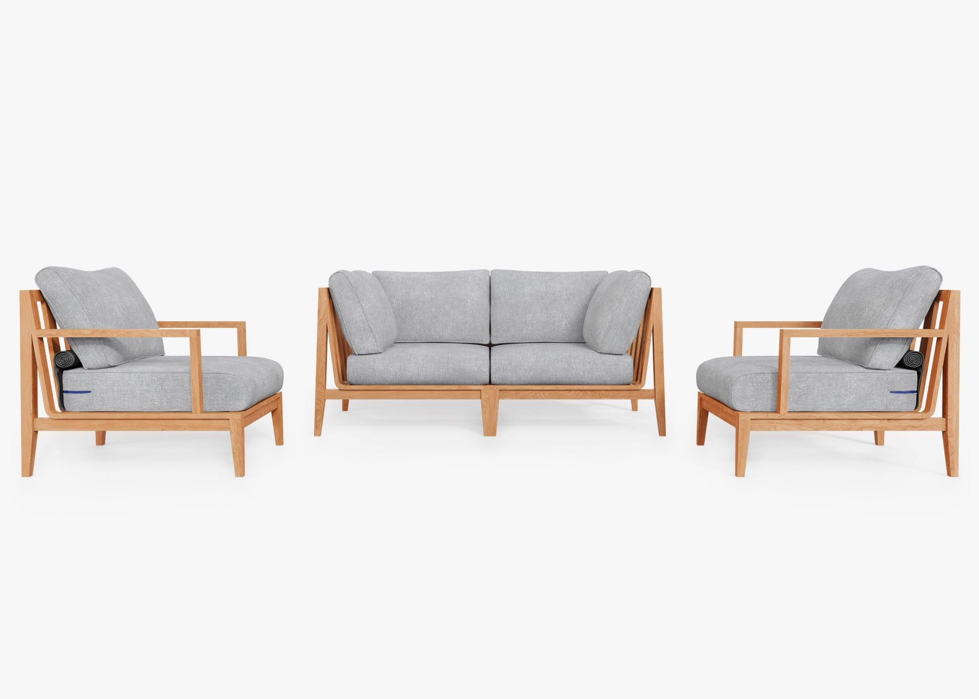 Canapé d'extérieur en teck avec fauteuils - 4 places