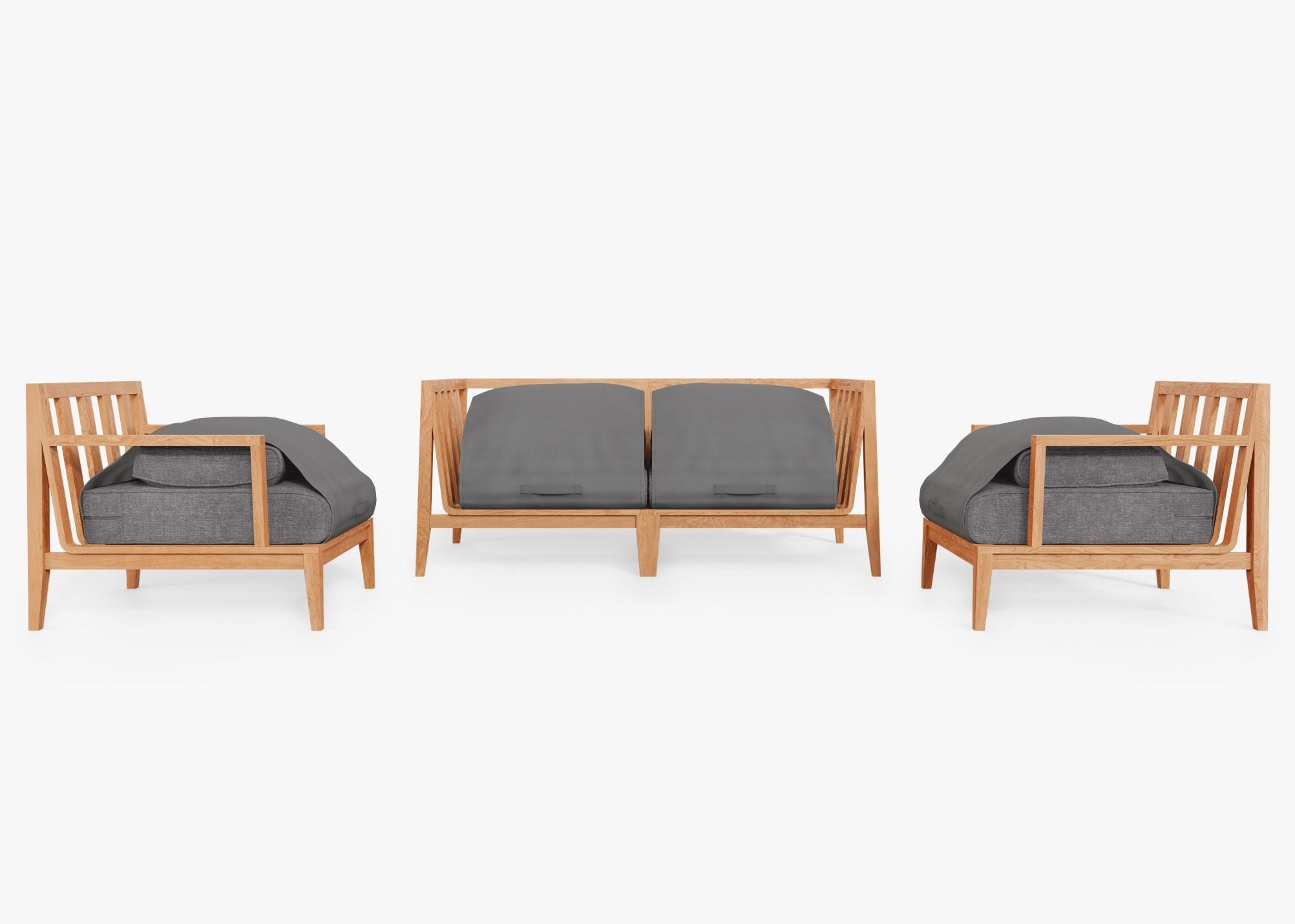 Canapé d'extérieur en teck avec fauteuils - 4 places