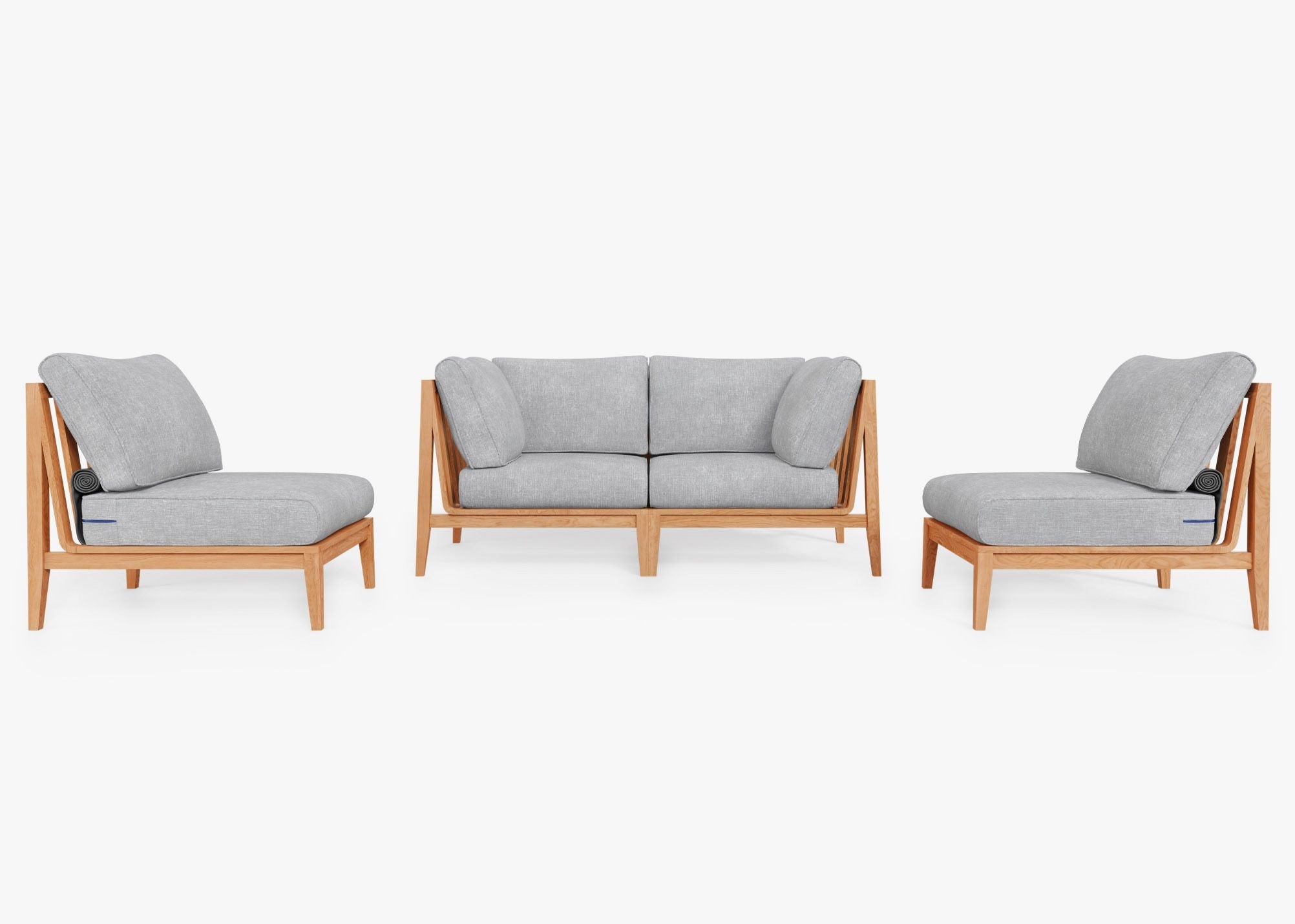 Canapé d'extérieur en teck avec fauteuils sans accoudoirs - 4 places